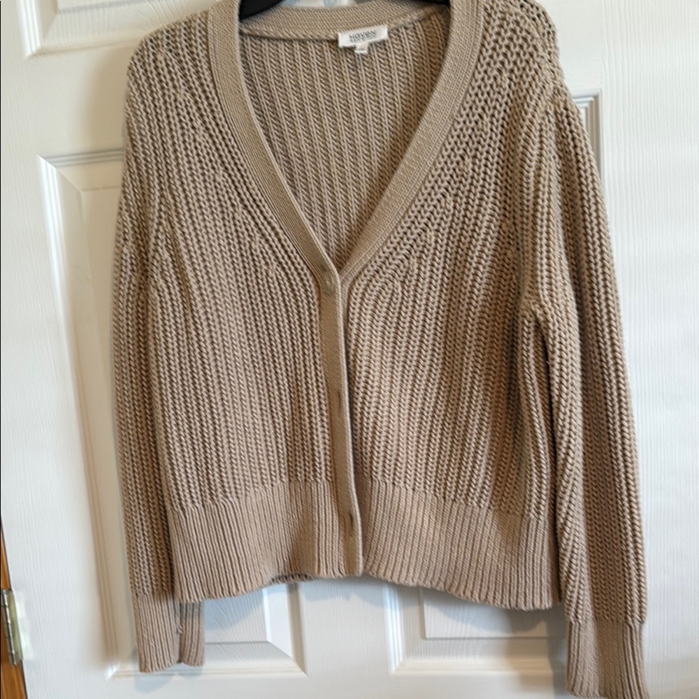 Tan Chunky Knit Cardigan Sweater